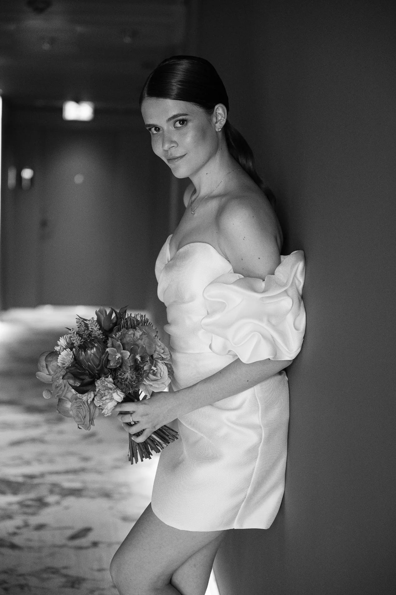 Short Wedding Dress With Puffy Sleeves Sexy Party Gown – TANYA BRIDAL