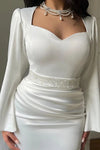 Mermaid Wedding Dresses Long Sleeve Beadings With Detachable Train