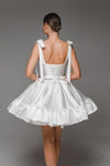 White Short Mini Satin Party Dress Homecoming Gowns 24372049