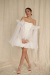 White Homecoming Dress With Detachable Bow Sleeves