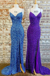 Mermaid Sequins Prom Dresses Long