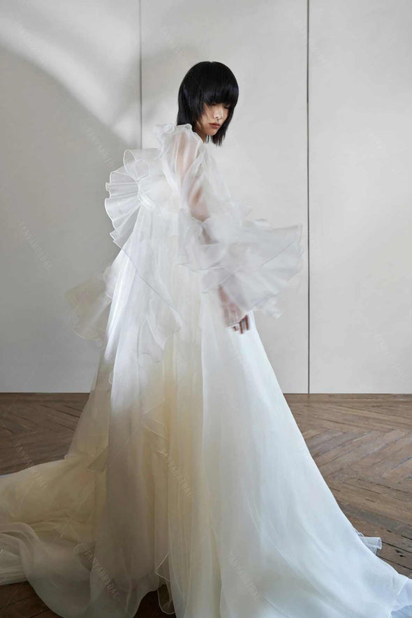 #DZ9427 Elegant Ruffles Wedding Cape Off The Shoulder