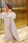 Puffy Sleeved Wedding Cape ,Taffeta Long Jacket Bridal Coat DJ303