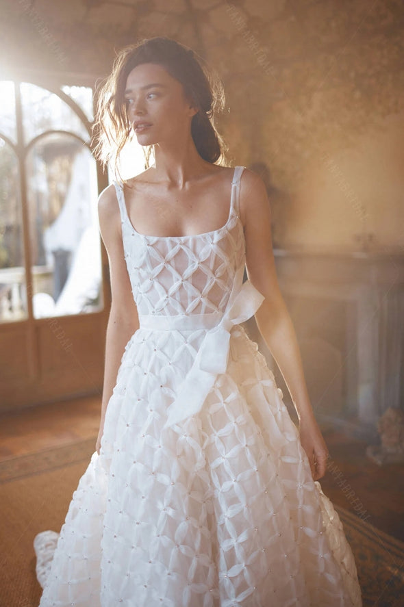 Dramatic Wedding Dresses Spaghetti A Line DW776