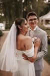 #DZ9307  Off The Shoulder A Line Chiffon Long Wedding Dress