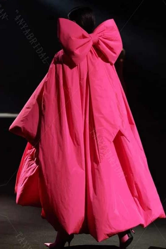 DZ9436 Hot Pink Short Party Dress With Bow Back TANYA BRIDAL DZ9436 Hot Pink Short Party Dress With Bow Back TANYA BRIDAL
