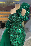 Luxury Green Sequin Mermaid Off Shoulder Evening Dresses Robe
