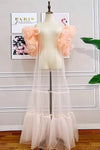 #DZ9425 Ruffles Organza Fashion Wedding Cape Long Ruffles