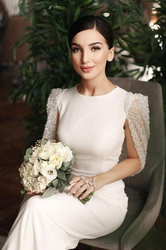 Wedding Dress With Luxury Beads Cape