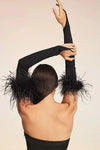 Slim Fit Detachable Sleeve With Feather DG281