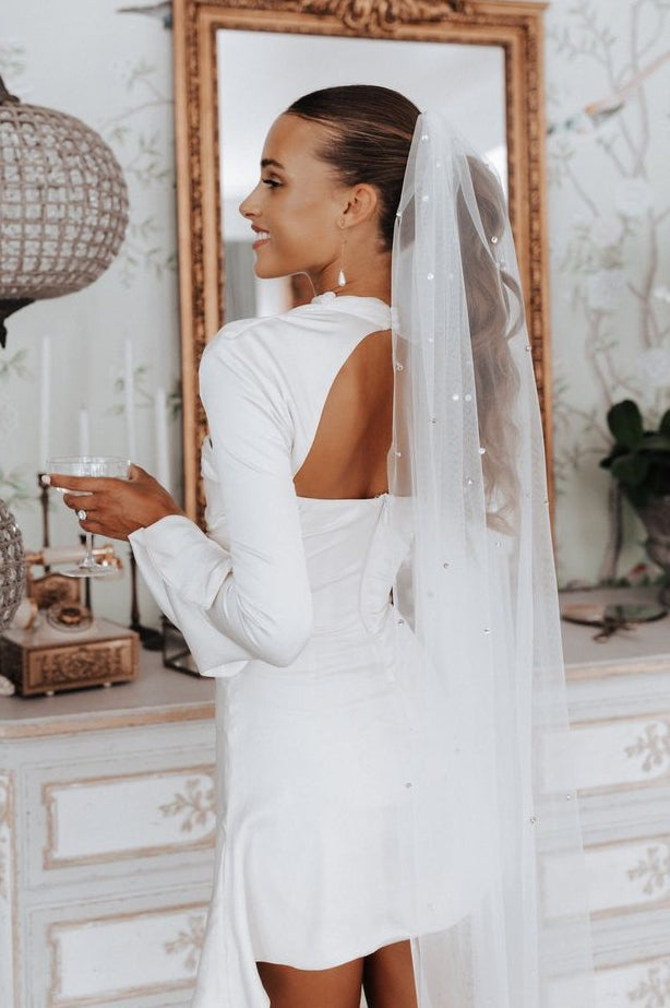 Short Wedding Dress With Full Sleeves Jacket Short Wedding Dress With Full Sleeves Jacket