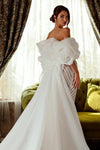 #DZ9433 Seersucker Wedding Cape With Long Train