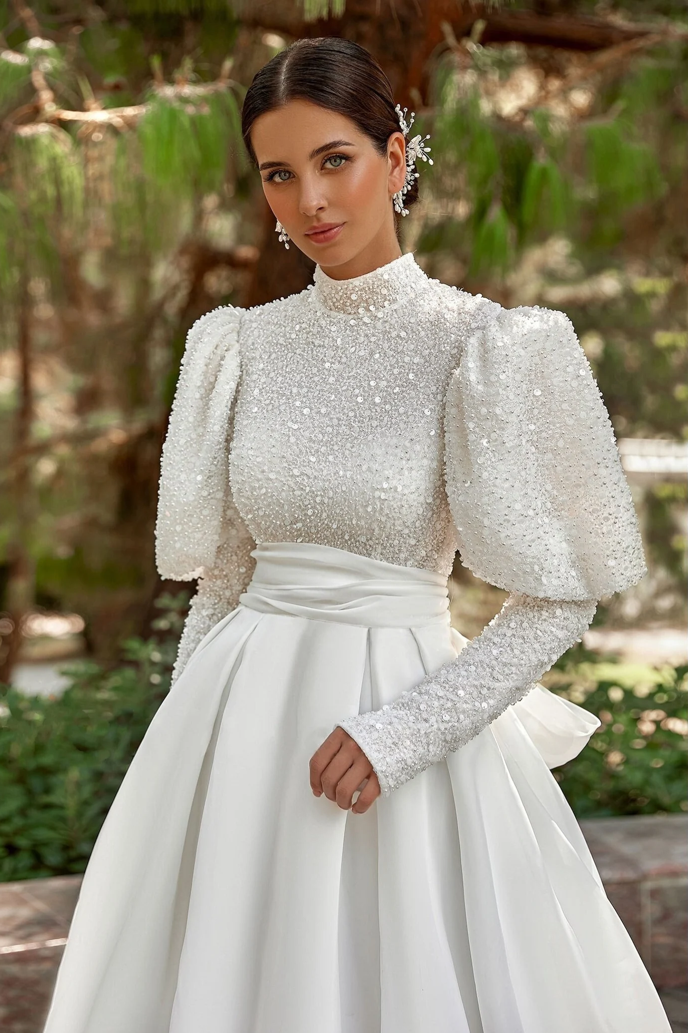 high waisted a line wedding dress Stacees 2026 A-line Sweetheart Satin Chapel Train Wedding Dress with Pockets Split