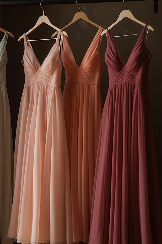 Long Chiffon Bridesmaid Dress V Neck A Line TANYA BRIDAL Long Chiffon Bridesmaid Dress V Neck A Line TANYA BRIDAL