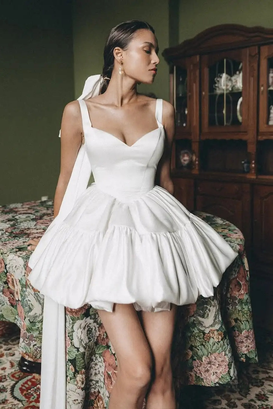 bridal evening dress short Short Wedding Dress With Cape TANYA BRIDAL