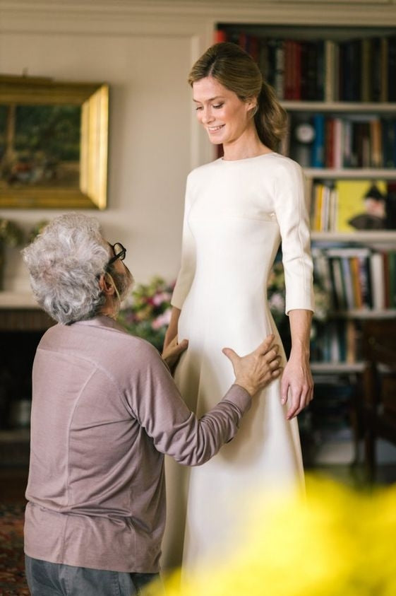 A Line Wedding Dress 3/4 Sleeves Modest Soft Satin TANYA BRIDAL A Line Wedding Dress 3/4 Sleeves Modest Soft Satin TANYA BRIDAL
