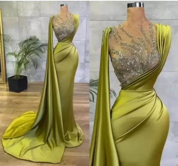 One Shoulder With Cape Mermaid Evening Dresses