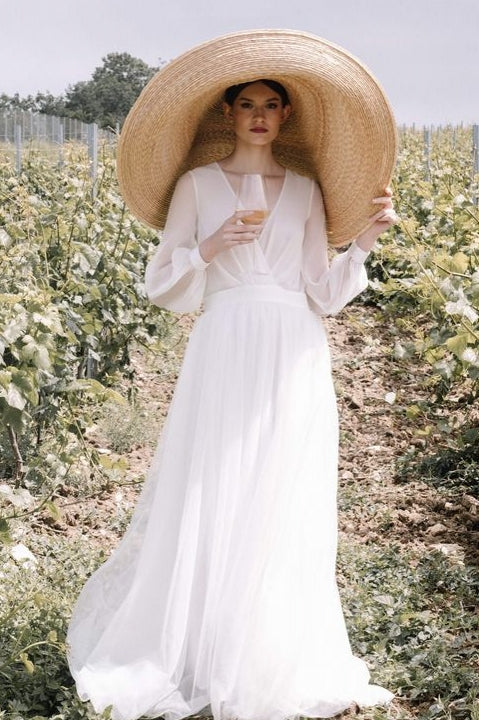 Chiffon Bohemian Long Wedding Dress Full Sleeves TANYA BRIDAL Chiffon Bohemian Long Wedding Dress Full Sleeves TANYA BRIDAL