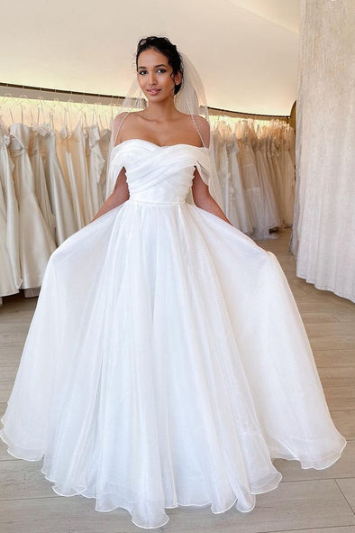 Simple Wedding Dress Off The Shoulder A Line Sweetheart