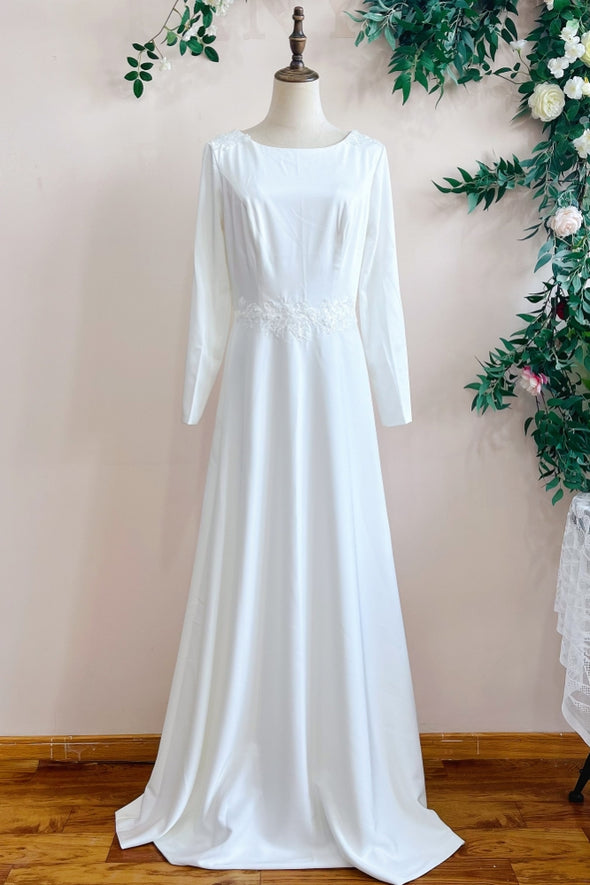 Muslim Wedding Dress With Cape A Line Long Sleeves