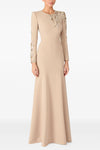 #DZ9379 Long Sleeves Black Champagne Evening Dress With Sequins