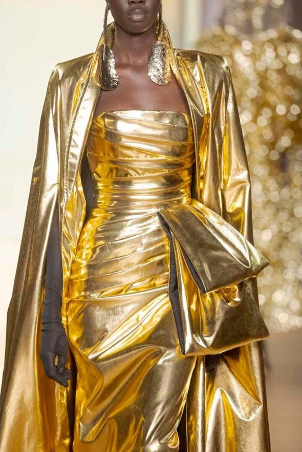 Shiny Pearlite Layer Cape For Evening Party