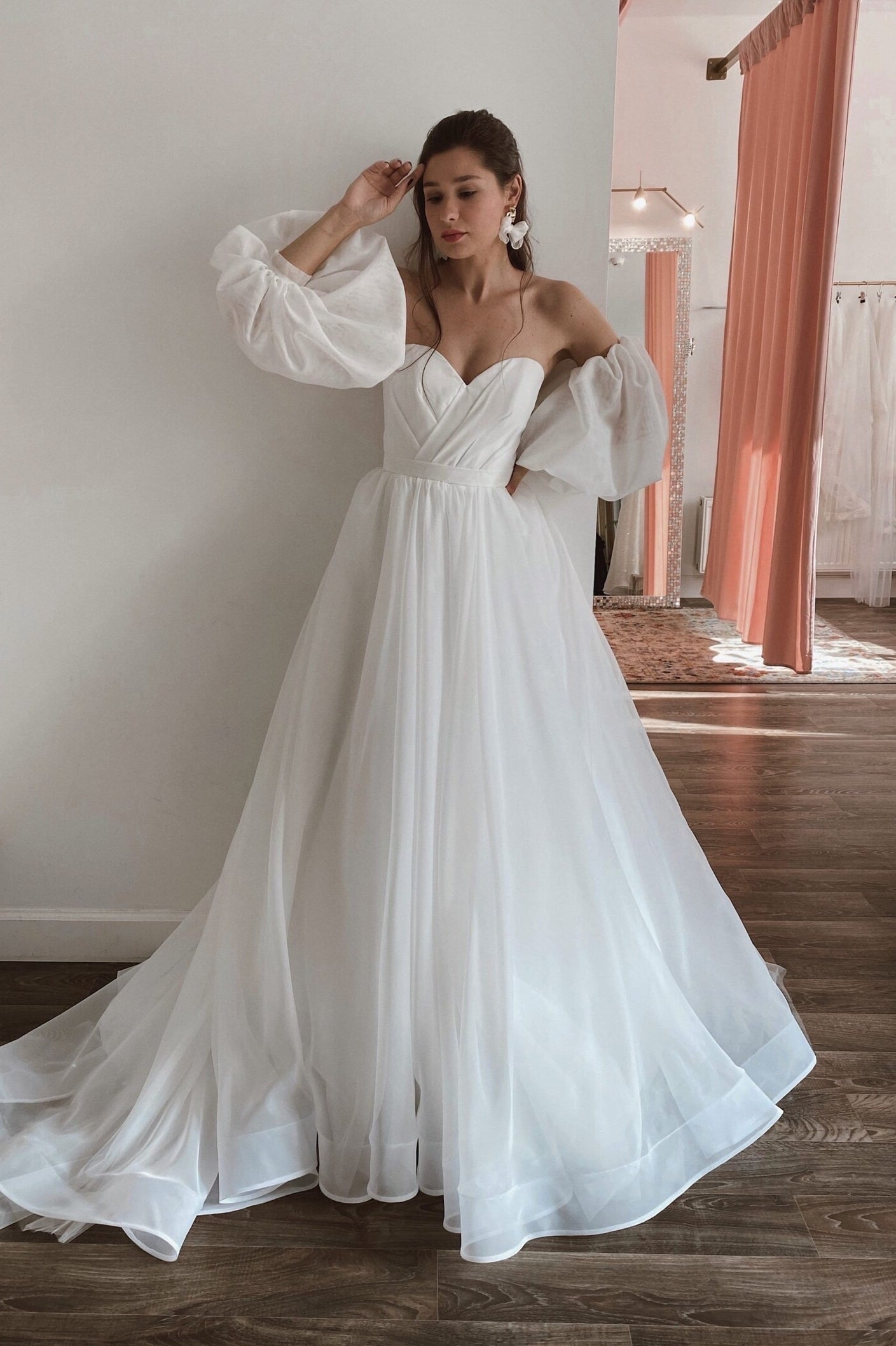 modest off the shoulder wedding dress Modest 3/4 Sleeve Off the Shoulder A Line Lace Wedding Dress PFW0147 Promfast