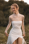 Sheer Lace Neckline Wedding Dresses Split Design Vestido De Noivas Chic DW809