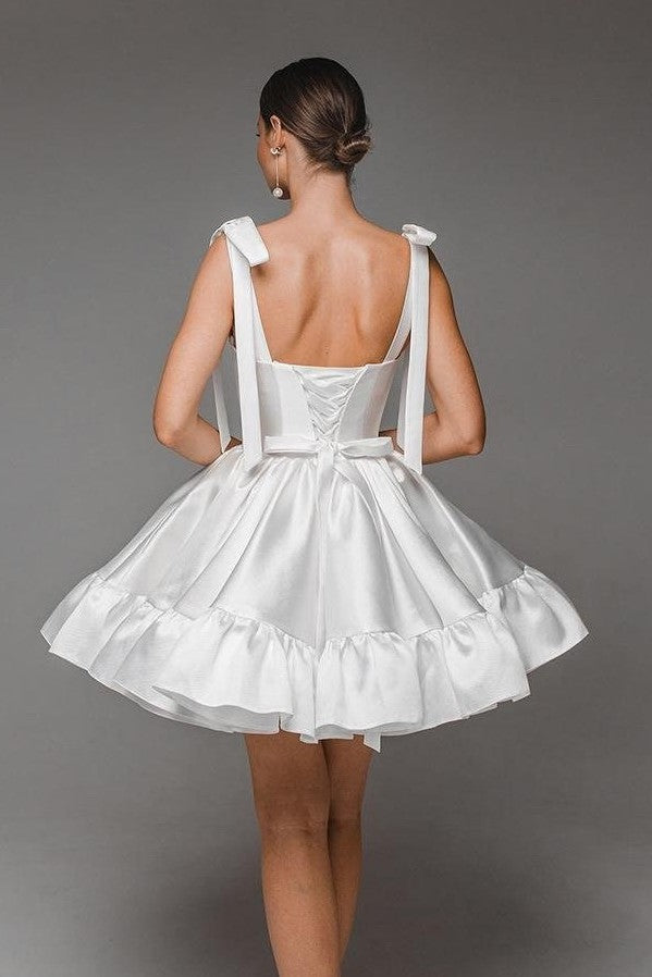 Sweetheart Short Pleated Princess Homecoming Dresses With Bow Strape TANYA BRIDAL Sweetheart Short Pleated Princess Homecoming Dresses With Bow Strape TANYA BRIDAL