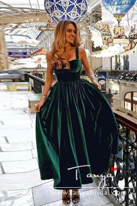 Velvet Dark Green Prom Dresses Party Gowns SPF002 TANYA BRIDAL Velvet Dark Green Prom Dresses Party Gowns SPF002 TANYA BRIDAL