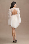 Dot Tulle Pearls Short Homecoming Dress With Detachable Train