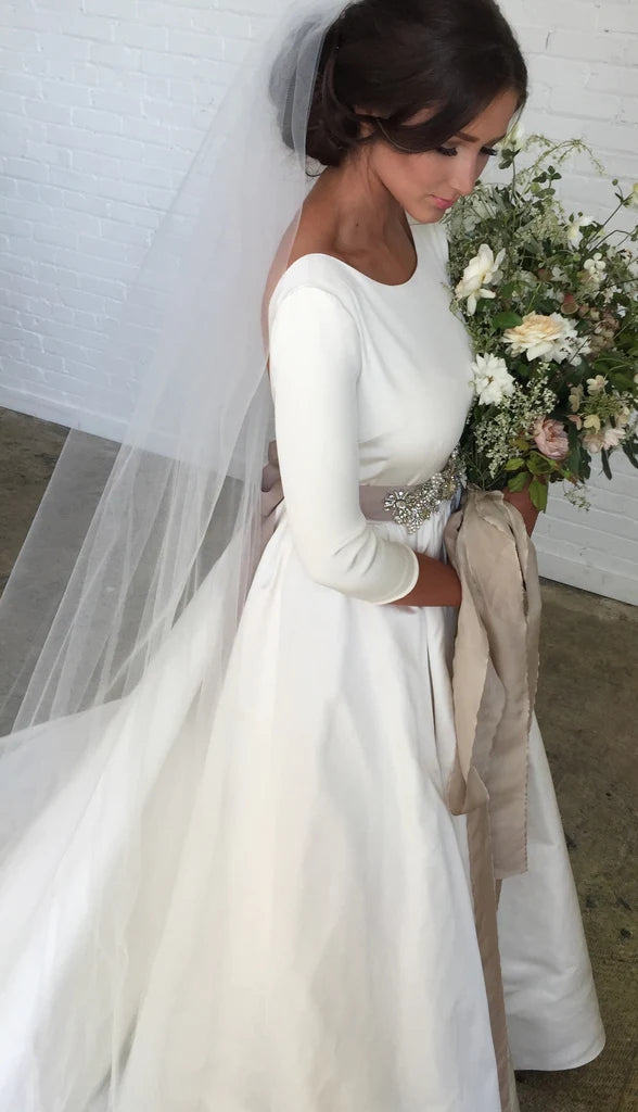 wedding dress with champagne sash Casablanca Bridal Dazzling 1971 Dress 12 Ivory Tulle Lace Champagne Sash $1,800