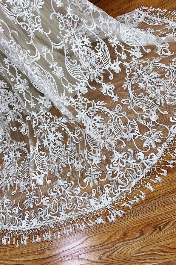 Flare Sleeve Wedding Dresses A Line Lace Tassel Vestido De Noivas Chic DW588