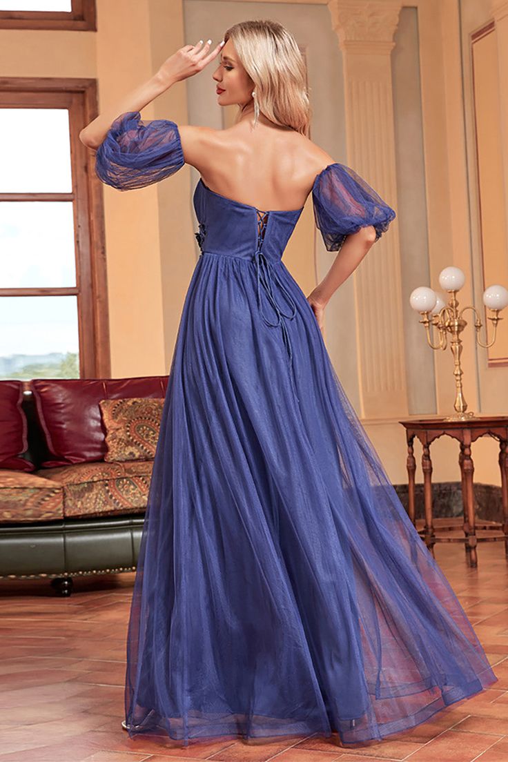 detachable evening dresses Detachable Off-the-shoulder Blouson Sleeves Tulle Evening Gown Divine Sparkly Gowns