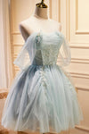 Lovely Mini Tulle Homecoming Dress With Lace Appliques