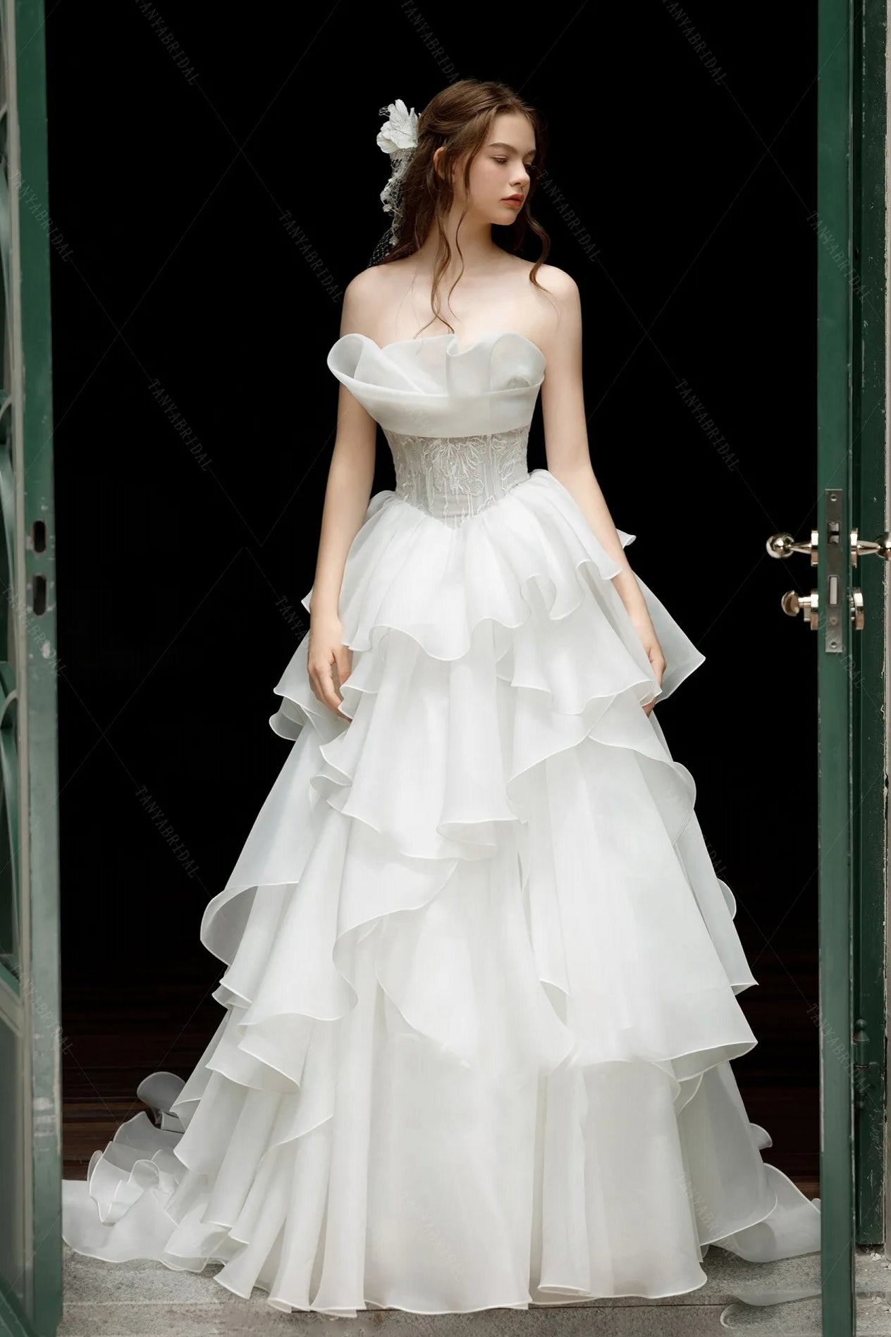 A Line Boho Bridal Gowns Layers Lace Appliques Chic DW806 – TANYA BRIDAL A Line Boho Bridal Gowns Layers Lace Appliques Chic DW806 – TANYA BRIDAL