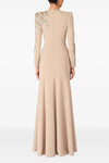 #DZ9379 Long Sleeves Black Champagne Evening Dress With Sequins