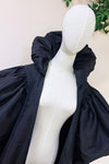 Black Taffeta Long Lady Evening Party Cape Cloak Outfit