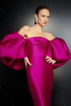 Fuchsia Sheath Tea Length Prom Dress DE005