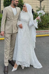 #DZ9440 Mermaid Long Lace Muslim Wedding Dress Elegant