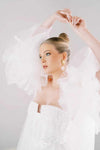 Pliss Tulle Long Wedding Cape Romantic Bride Accessories DJ237
