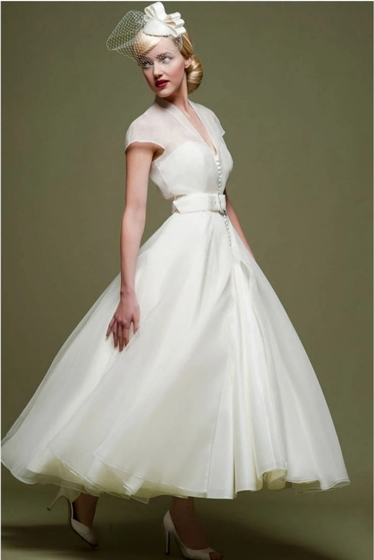 Thick Organza A Line Ankle Length Wedding Gown Short Bridal Dress TANYA BRIDAL Thick Organza A Line Ankle Length Wedding Gown Short Bridal Dress TANYA BRIDAL