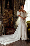 #DZ9433 Seersucker Wedding Cape With Long Train