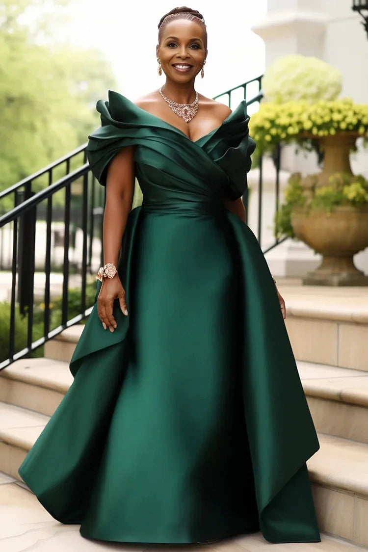 Romantic A Line V Neck Plus Size Satin Mother Of The Bride Dress TANYA BRIDAL Romantic A Line V Neck Plus Size Satin Mother Of The Bride Dress TANYA BRIDAL