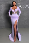 Lavender Mermaid Prom Dresses Beaded Side Split Evening Gowns