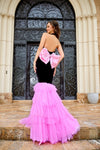 Halter Neck Mermaid Long Evening Dress Black And Pink