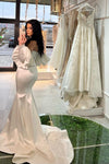 Mermaid Long Satin Evening Dress With Detachable Sleeves