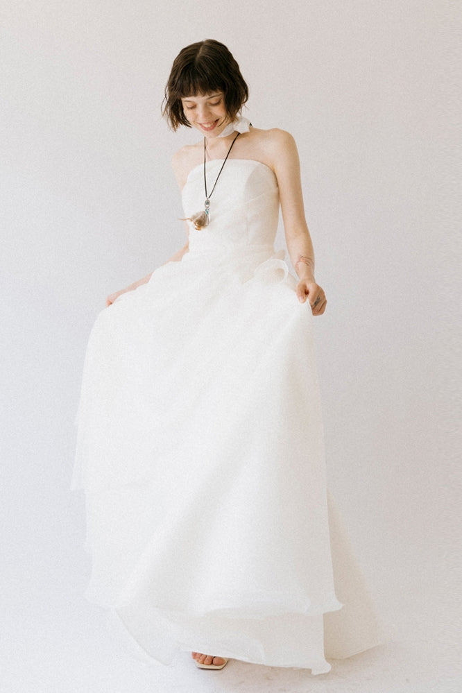 Strapless A Line Organza Simple Wedding Dress TANYA BRIDAL Strapless A Line Organza Simple Wedding Dress TANYA BRIDAL