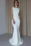 Halter Crepe Sleeveless Simple Mermaid Wedding Dress