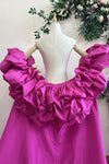 Fuchsia Taffeta Evening Dress Cape Fashionable DJ301